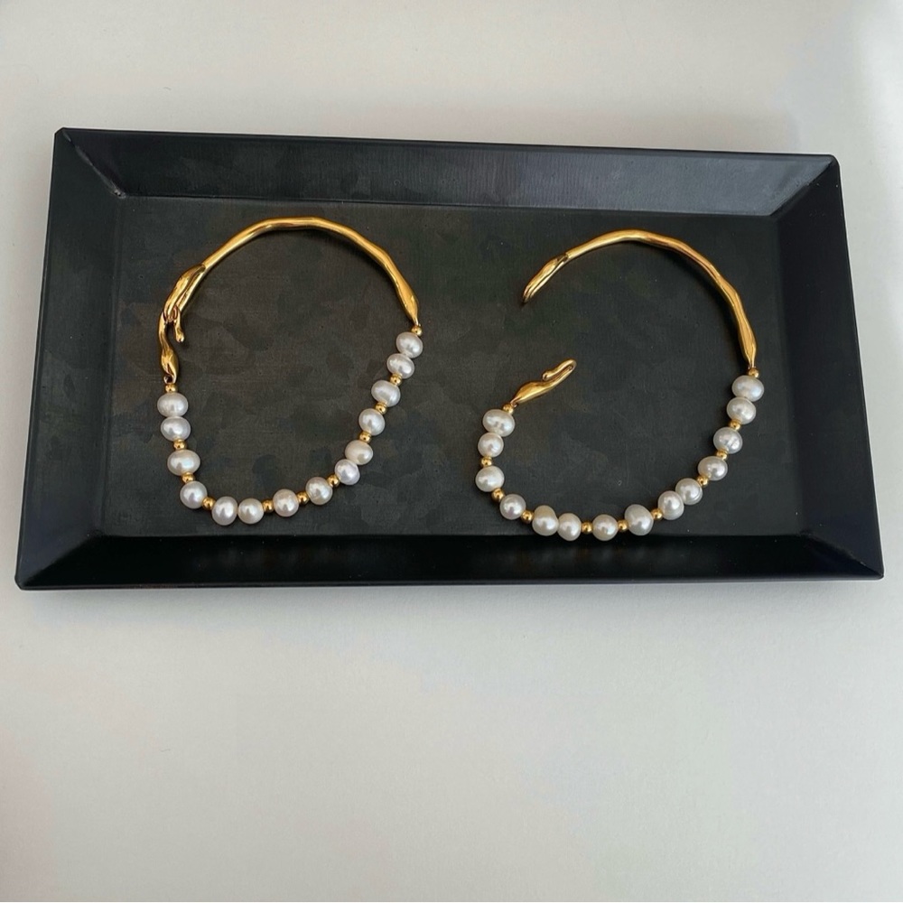 Gold and Pearl Bracelet 18k Gold and 925 Sterling Silver - Picture 5 of 6